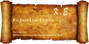 Kojnovits Ervin névjegykártya